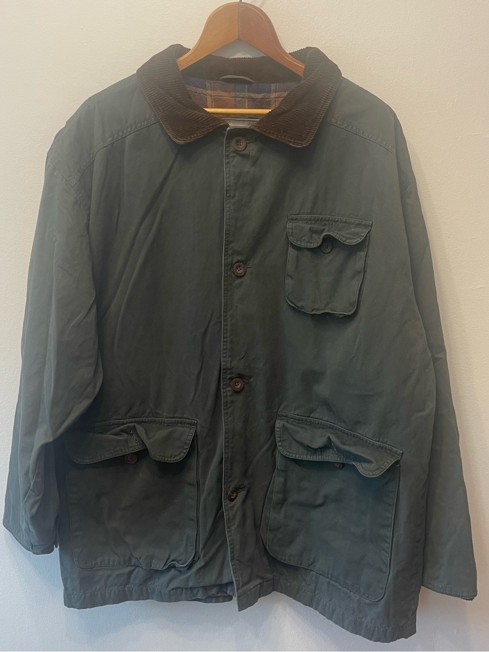 90s Flannel lined Green chore coat size XL